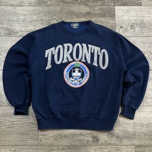 Vintage 90s Campus Crew University of Toronto Blue Sweatshirt Canada Mens Large